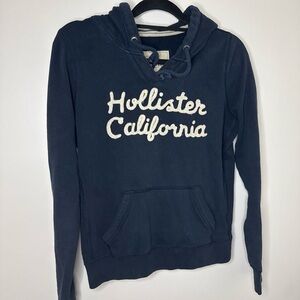 Hollister Dark Blue Hoodie Women’s Large Y2K